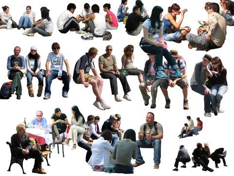  现代坐姿休闲人物psd 