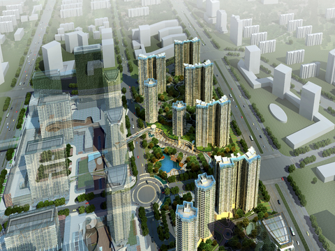  现代小区鸟瞰psd 