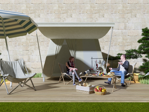  户外遮阳伞 蒙古包帐篷 露营3d模型 