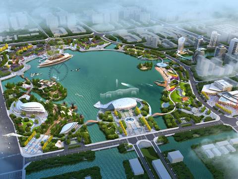  现代公园景观psd 