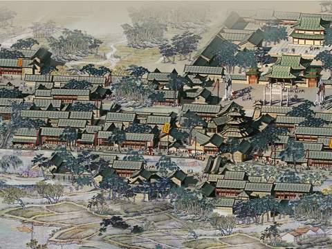  中式古建景观psd 