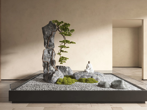  室内造景 假山小品3d模型 