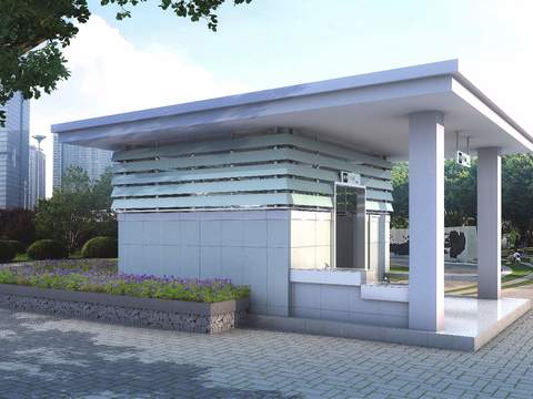  现代公厕厕所外观psd 