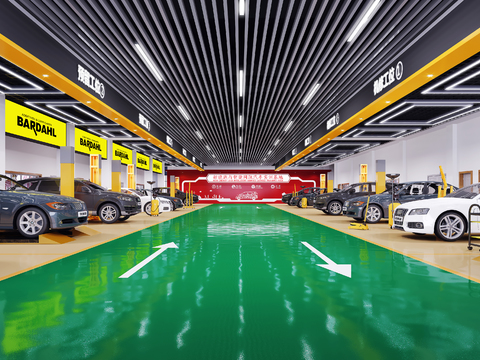  现代汽修店3d模型 