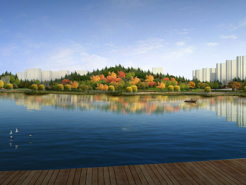  现代海边船只景观psd 