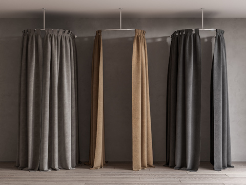 更衣室窗帘 布帘 拉帘3d模型