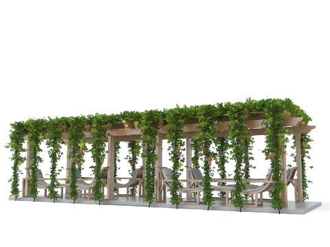  现代廊架长廊葡萄架3d模型 