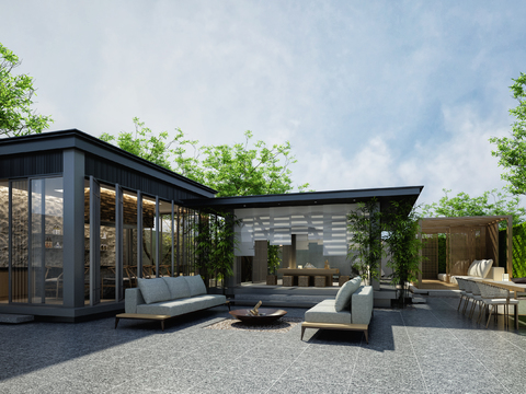  别墅庭院 园林景观3d模型 