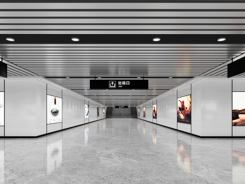  地铁站 地下通道3d模型 