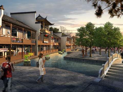  新中式商业街步行街psd 