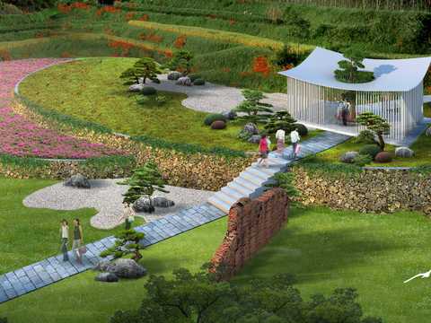  公园 花海景观PSD 