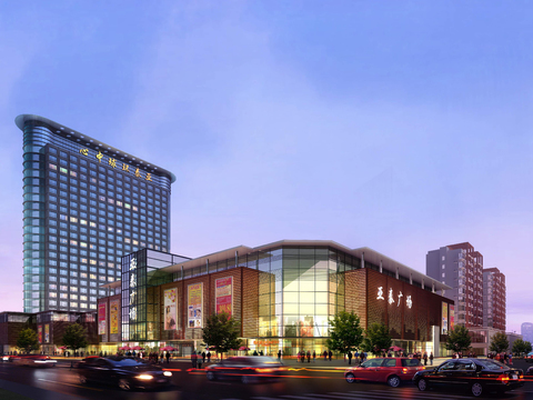  现代商业楼建筑外观psd 