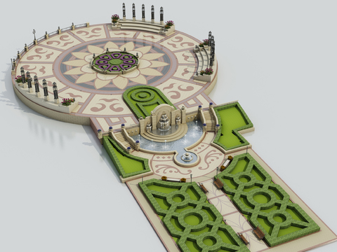  欧式小品 喷泉水景3d模型 