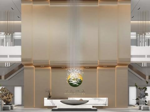  办公楼大堂 前台 写字楼大堂3d模型 