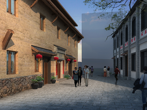  新中式住宅楼建筑外观psd 