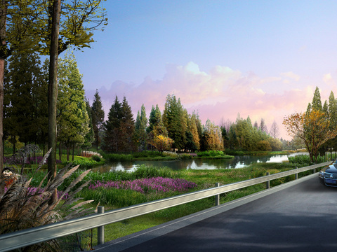  湿地公园景观psd 