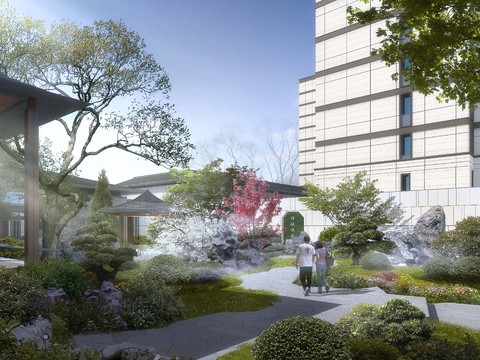  新中式公园园林景观psd 