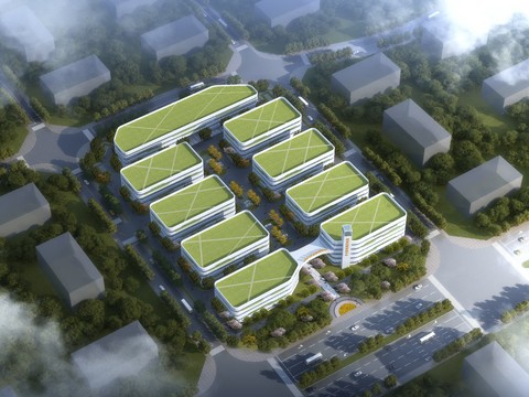  现代建筑外观鸟瞰psd 