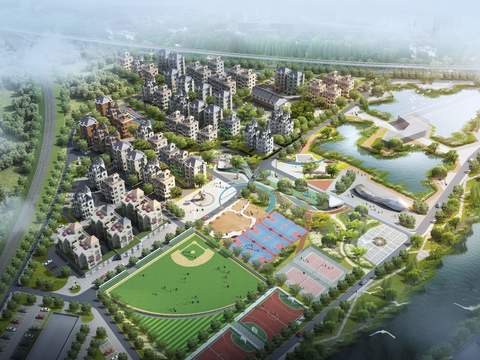  欧式住宅区 鸟瞰psd 
