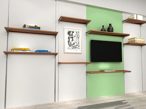  现代活动层板置物架3d模型 