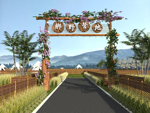 入口大门 农场景观3d模型 