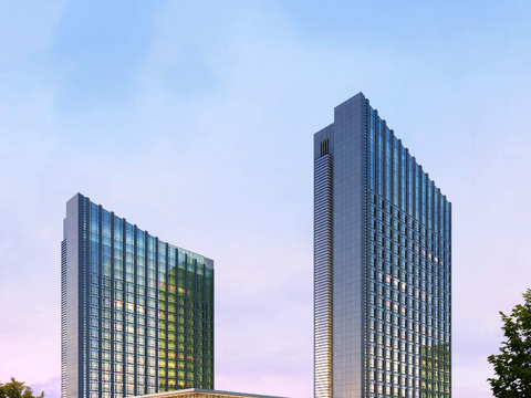  现代办公楼建筑外观psd 