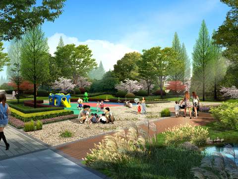  现代亲子沙池公园psd 