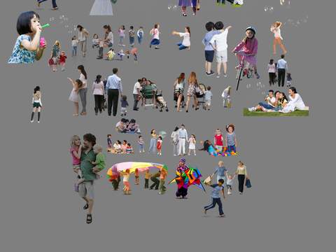  现代亲子公园人物psd 