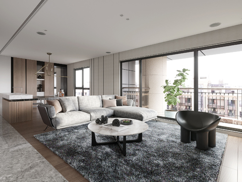  唐忠汉设计 一品苑客厅餐厅3d模型 