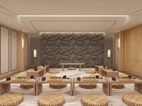  中式围棋教室3d模型 