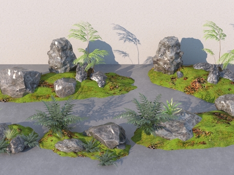  景观小品 景观石 园林景石3d模型 