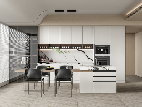  高级灰餐厅3d模型 