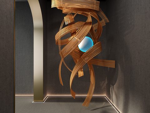  艺术藤编装置 大堂雕塑3d模型 