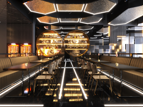  现代轻奢酒吧3d模型 