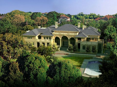  现代森林独栋别墅外观鸟瞰psd 