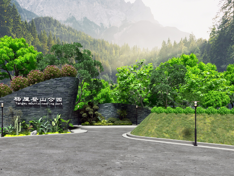  登山公园 景观入口3d模型 