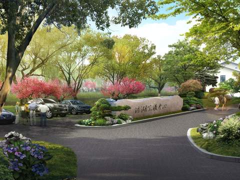  现代停车场景观psd 