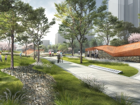  现代公园园林psd 