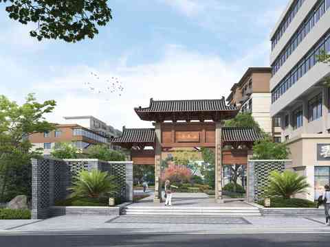  中式古建门头psd 