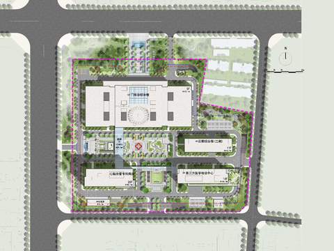  现代建筑园林平面景观图psd 