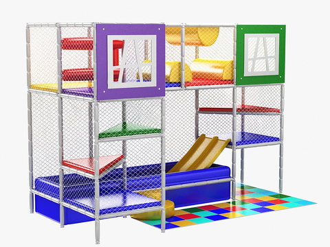  儿童游乐设备 攀爬网 滑梯3d模型 