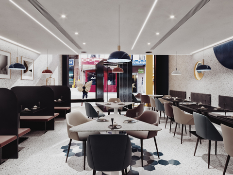  现代网红餐饮店3d模型 