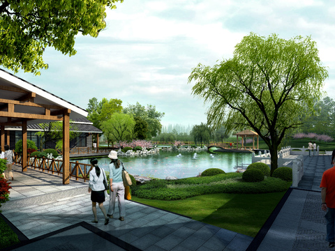  湿地公园景观psd 