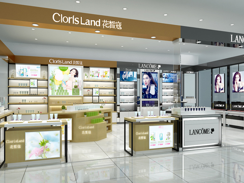  现代化妆品专卖店3d模型 