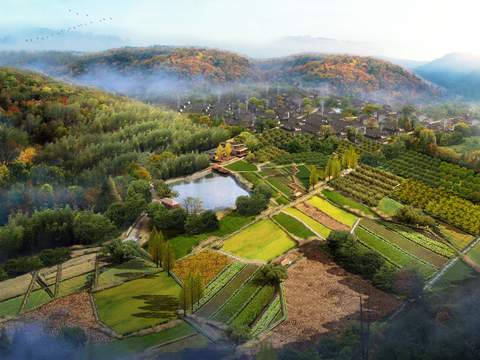  现代生态未来新农村景观psd 