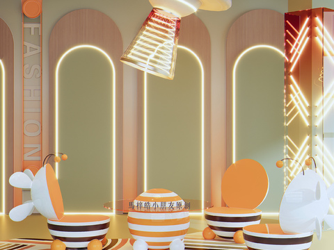  儿童娱乐室 培训机构3d模型 