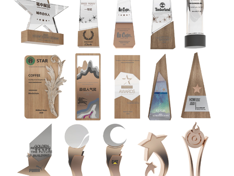  现代奖杯奖牌雕塑3d模型 