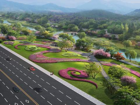  现代道路景观psd 