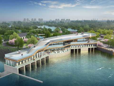  滨湖公园 观景平台psd 