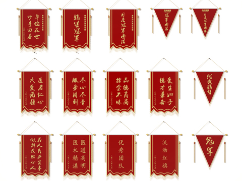  奖旗 锦旗3d模型 